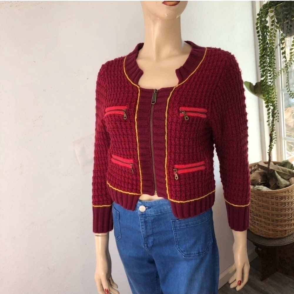 Free People thick knit cardigan front zipper wool blend - Picture 2 of 16